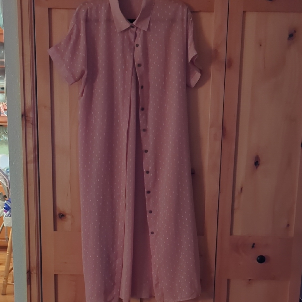Pink Button-Up Swim Suit Cover